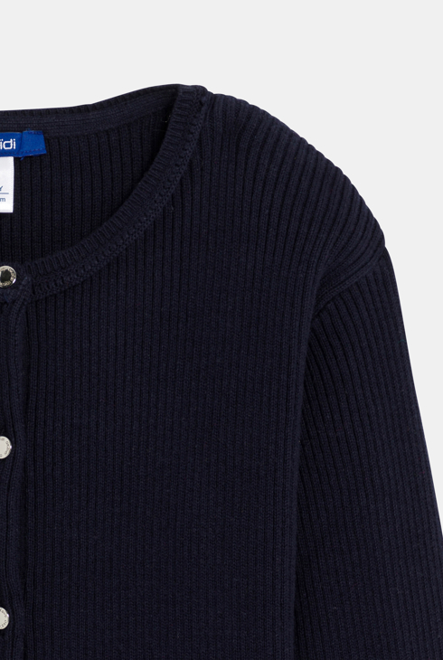 Girl's navy blue ribbed cardigan 2