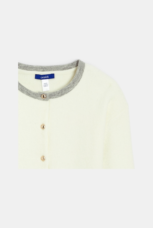 Ecrufarbene Strickjacke mit Knöpfen Mädchen 2