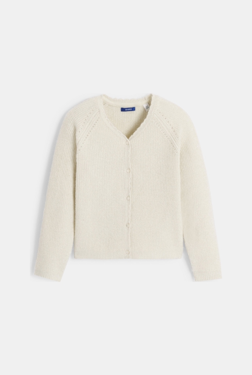 Girl's ecru sequin cardigan 2