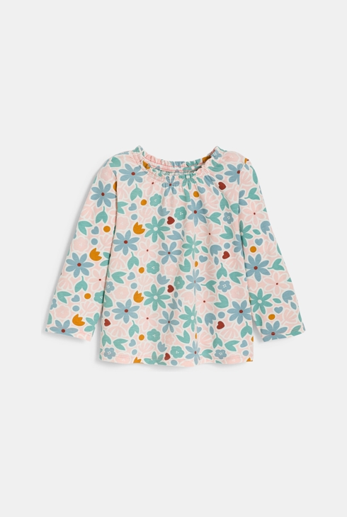 Rosa elastische Bluse mit Blumenmuster Kleinkind Mädchen 2