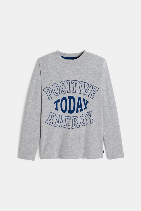 Boy's grey slogan T-shirt 2