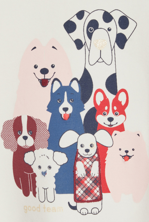 Weißes T-Shirt mit Hunden Kleinkind Mädchen 2