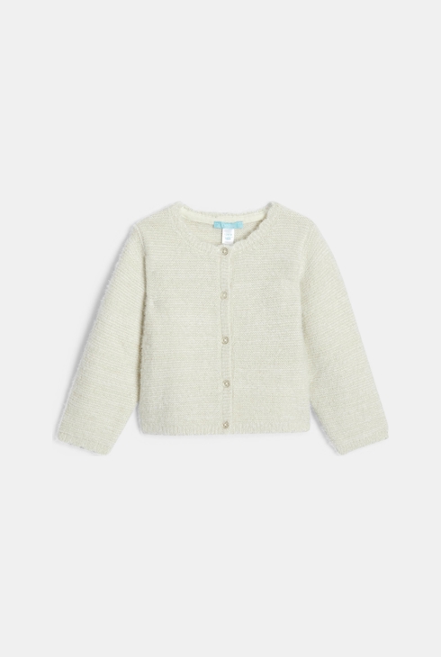 Baby girl's soft white knitted cardigan 2