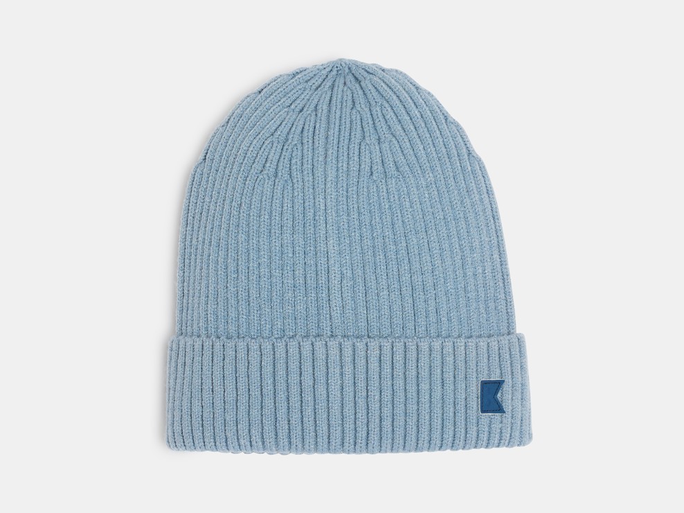 Bonnet côtelé à revers bleu Garçon 1