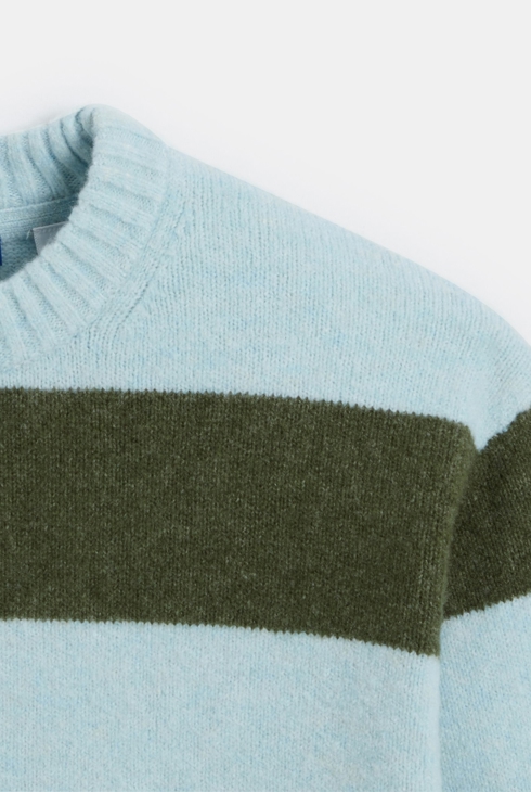 Himmelblauer gestreifter Pullover für Jungen 2