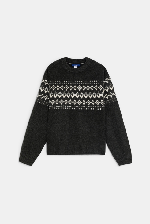 Boy's black Scandi pattern jumper 2