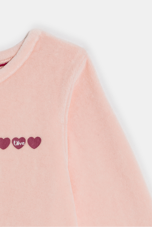 Dors-bien velours cœurs rose bébé fille (lot de 2) 2