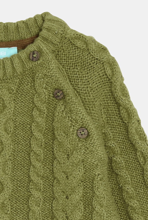 Jersey punto trenzado verde bebé niño 2