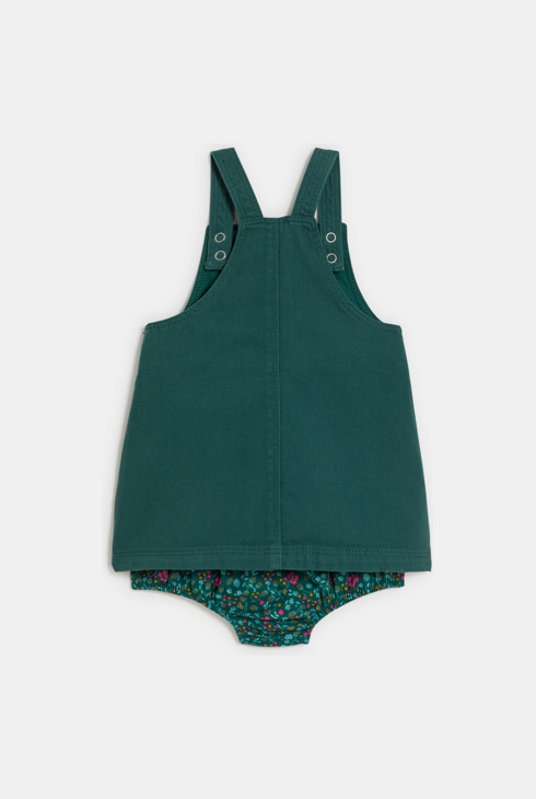 Baby girl's green denim pinafore dress 2