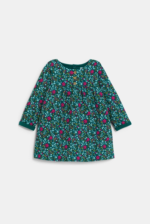Gestepptes Kleid mit Blumenmuster und Leggings in Grün Baby Mädchen 2