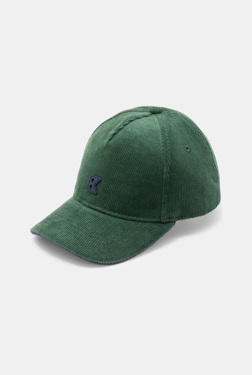 Boy's plain green corduroy cap 2