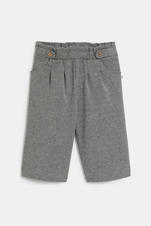 Baby girl's warm grey wide-leg patterned trousers 1