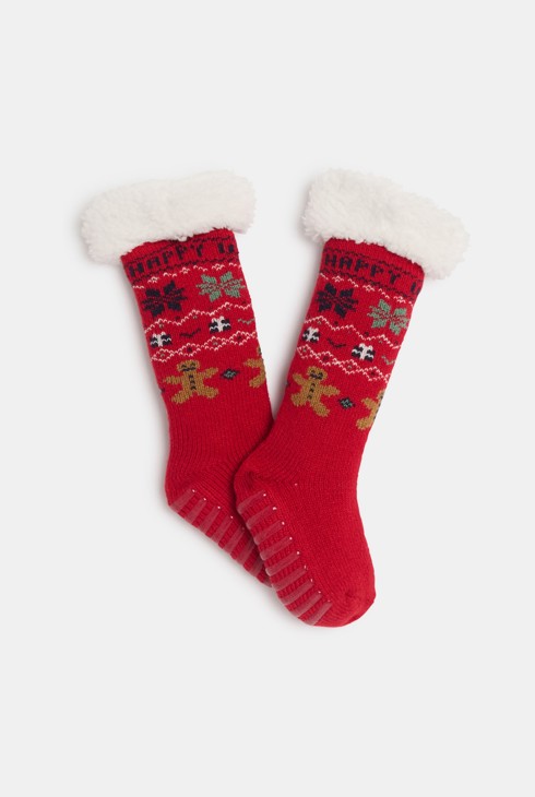 Calcetines antideslizantes rojo bebé niño 1