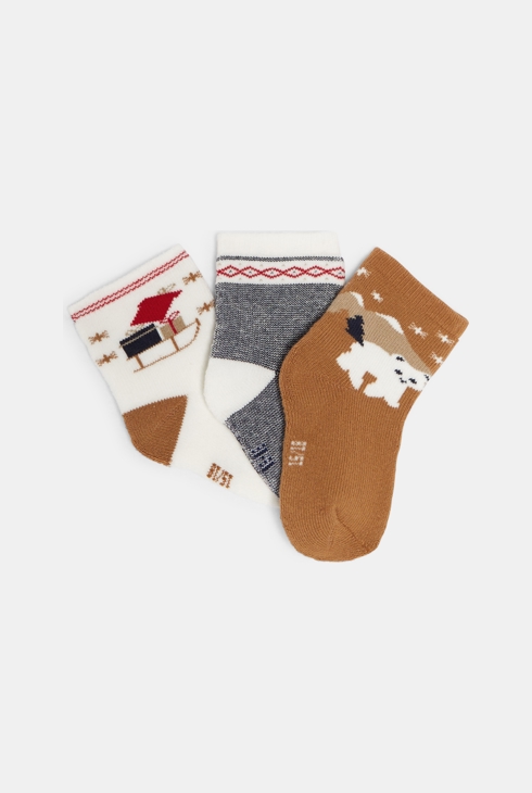 Braune Baby-Socken mit Winterthema für Jungen (3er-Pack) 2