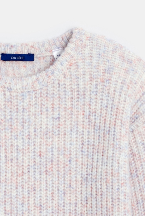 Gerippter Pullover mit Rundhalsausschnitt in Rosa für Mädchen 2