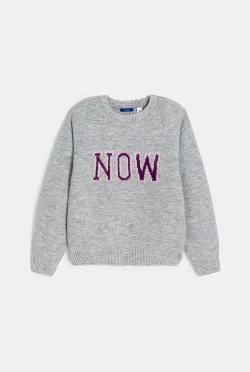 Grauer Pullover mit Schriftzug für Mädchen 2