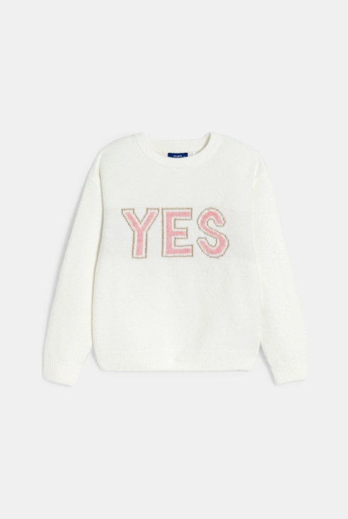 Girl's white slogan jumper 2