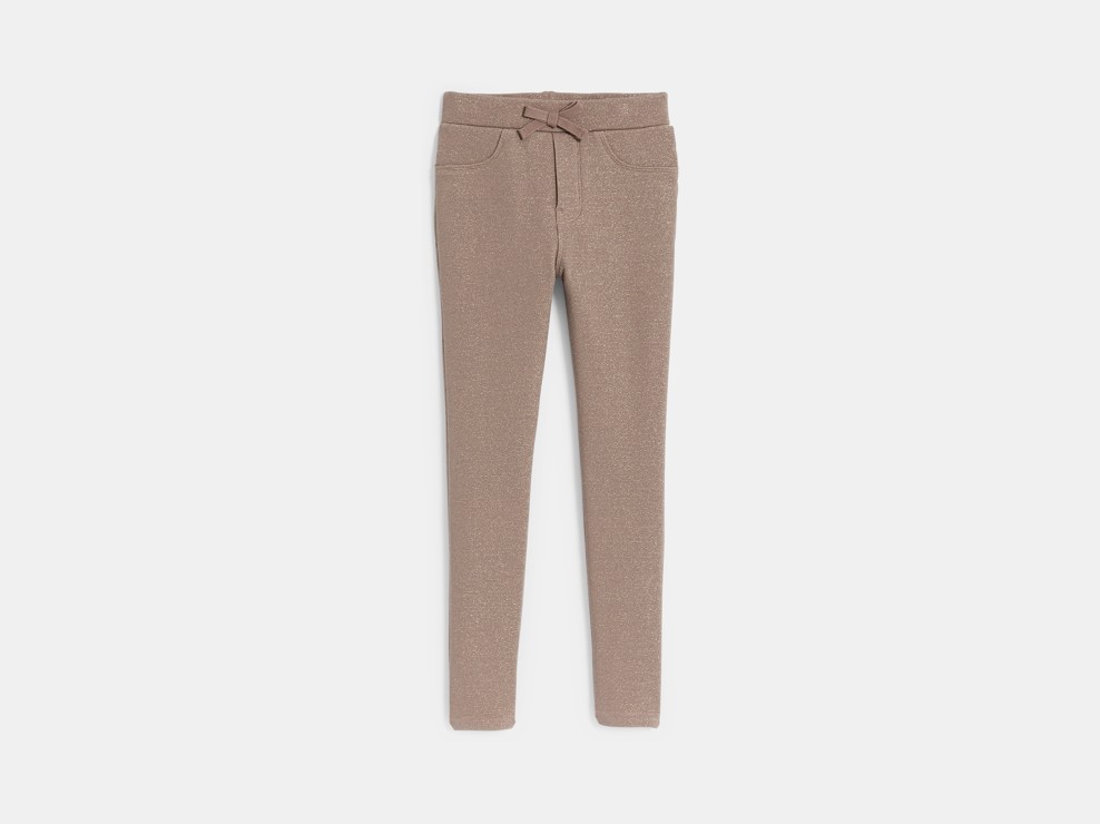 Jegging de punto jersey milano con purpurina beige oscuro para niña 2