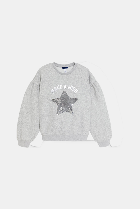 Girl's grey sweatshirt with magic sequins 2