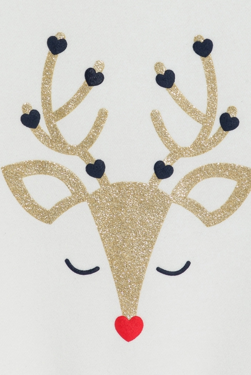 Girl's white glittery deer motif sweatshirt 2