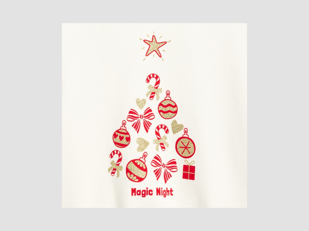 Weißes Sweatshirt mit festlichem Motiv für Mädchen 2