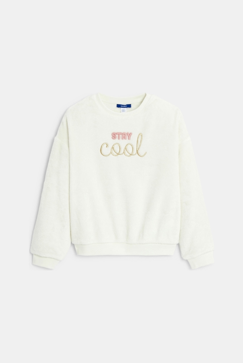 Girl's white slogan sweatshirt 2
