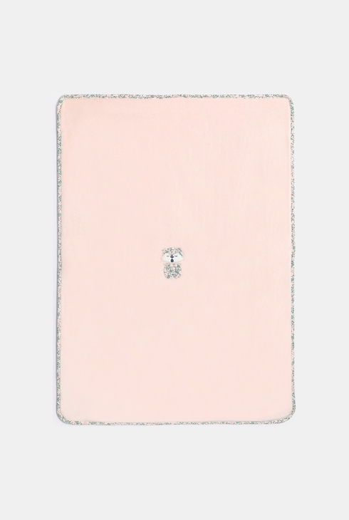 Baby girl's pink embroidered fleece velvet blanket 2