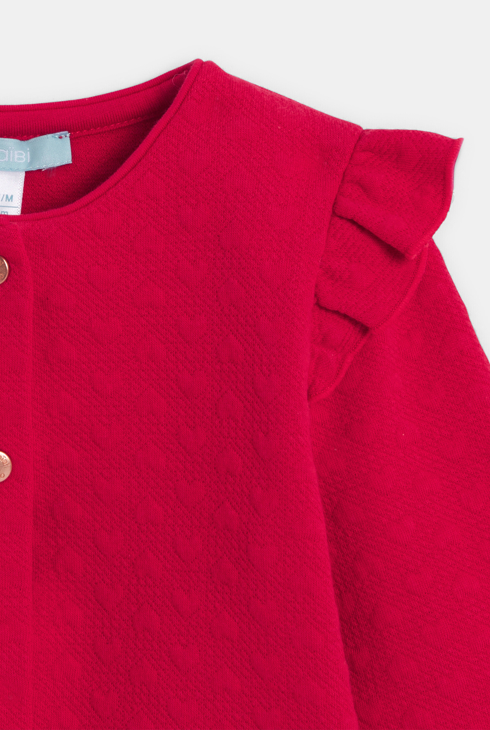 Baby girl's textured red heart cotton cardigan 2