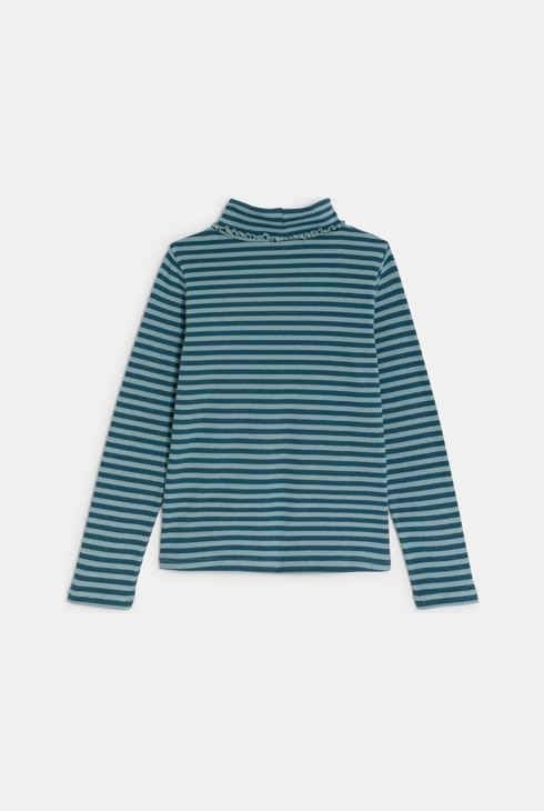 Girl's green striped ribbed undershirt 2