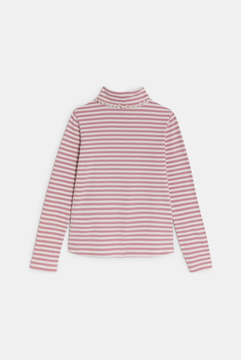 Girl's pink striped ribbed undershirt 2