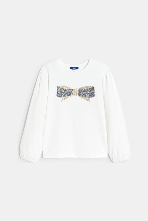 Girl's white sequin T-shirt 2