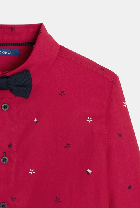 Boy's red motif shirt + bow tie 2