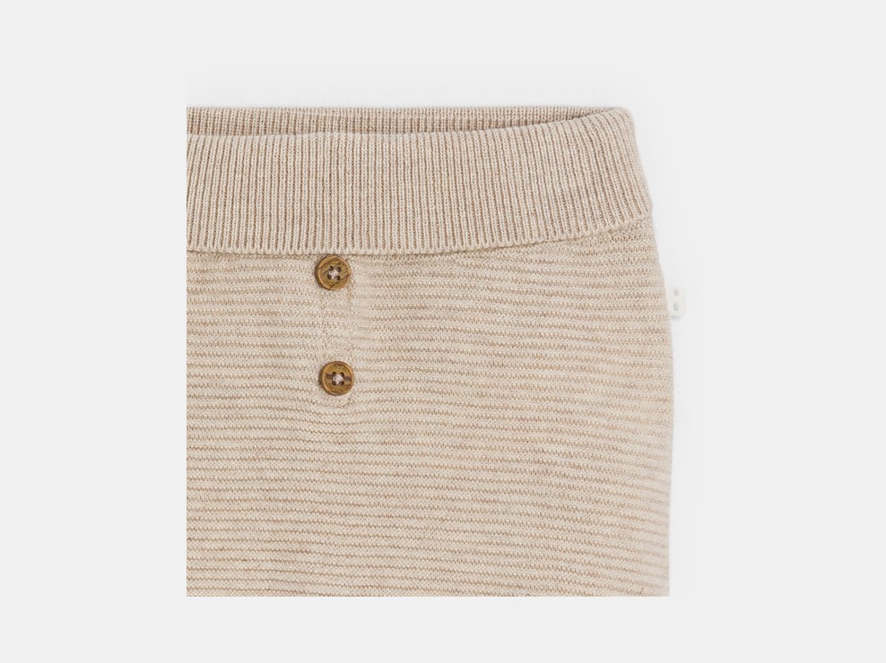 Pantalón con pies punto beige bebé recién nacido 2