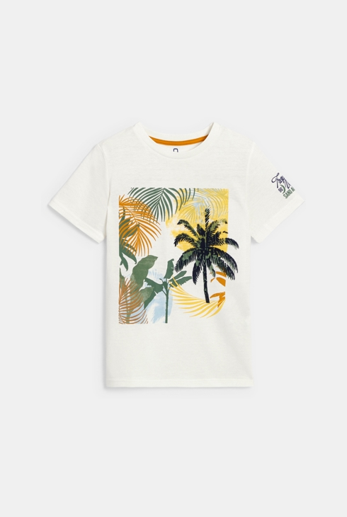 Boy's white short-sleeve T-shirt with palm tree design 2