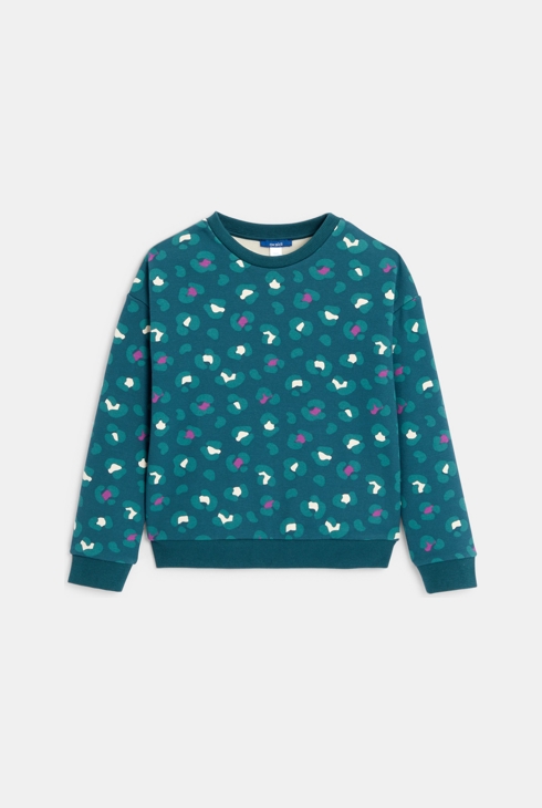 Blaues Sweatshirt aus bedrucktem Molton für Mädchen 2