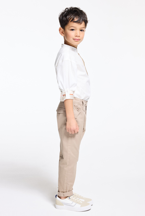 Boy's beige carrot-cut trousers 1