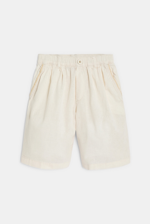 Boy's loose shorts in plain white linen 1