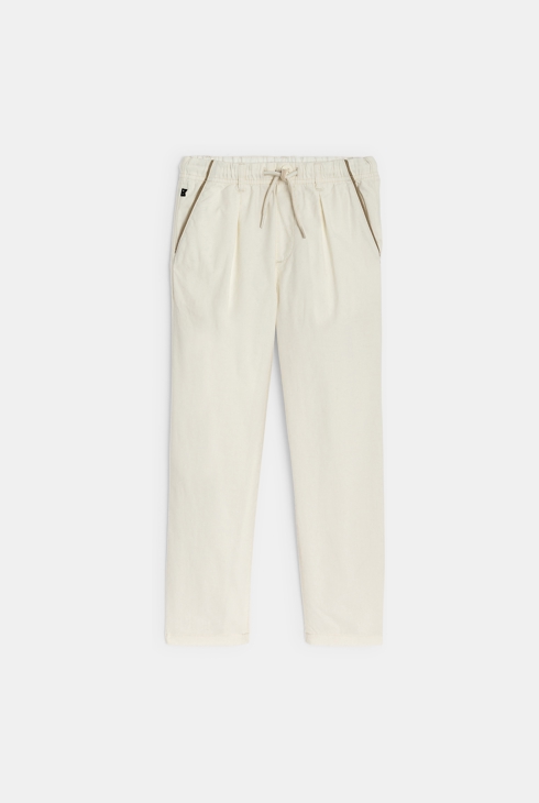 Boys' ecru elasticated carrot-cut trousers 2