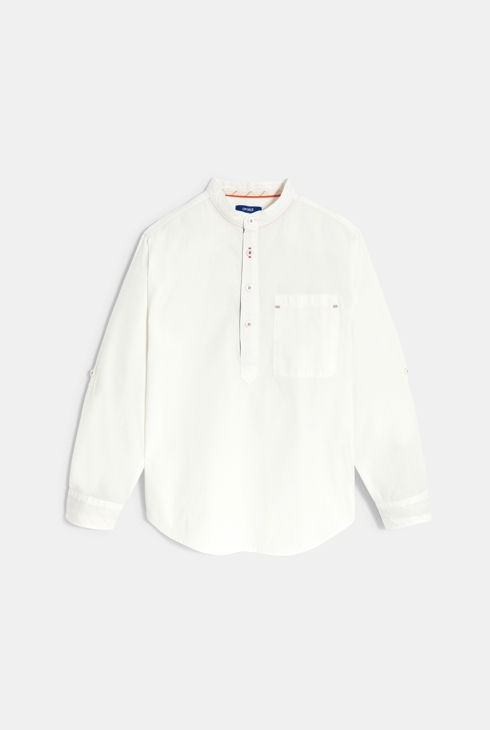 Boy's plain white shirt with rounded hem 1