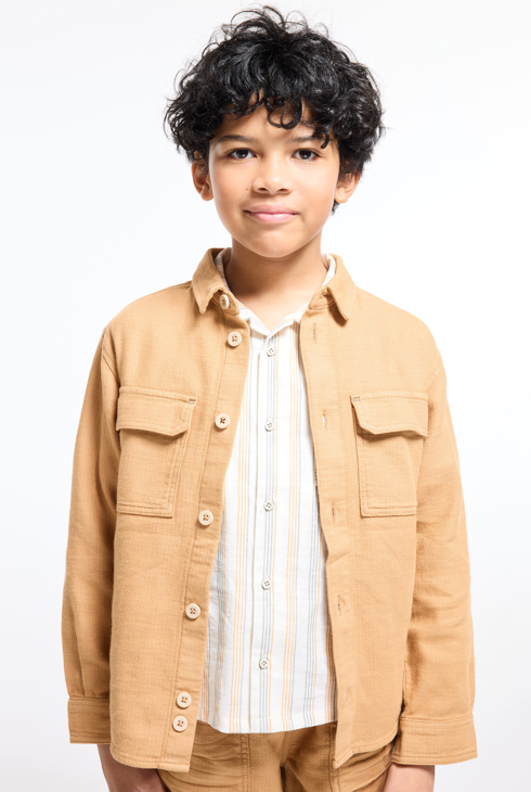 Boy's brown canvas overshirt 1