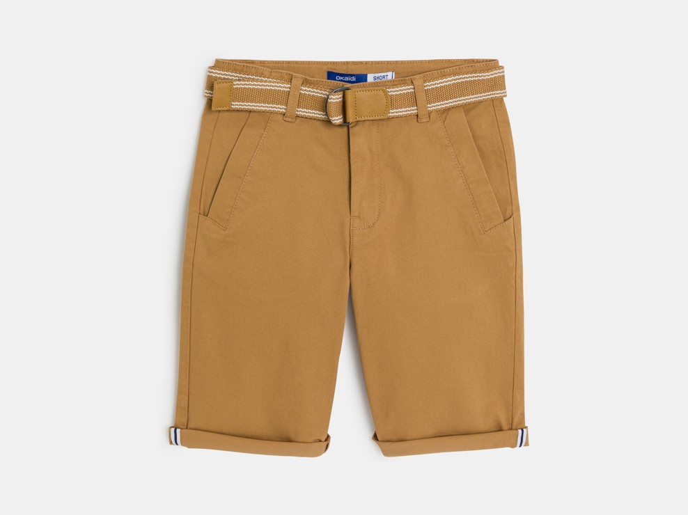 Braune Chino-Bermuda-Shorts mit Gürtel für Jungen 2