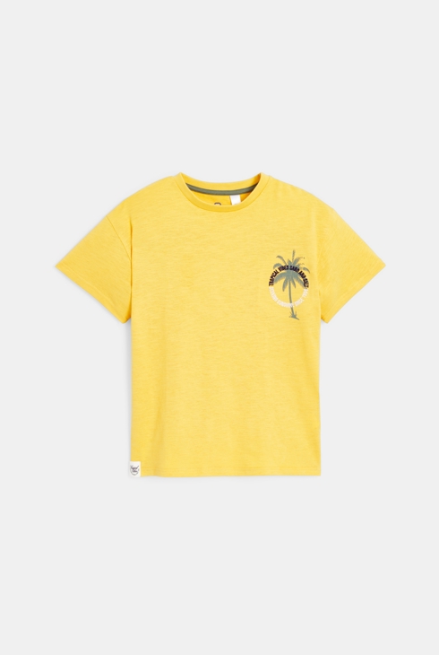 Boy's yellow short-sleeve T-shirt with palm tree design 1