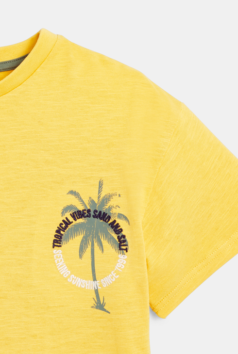 Boy's yellow short-sleeve T-shirt with palm tree design 2