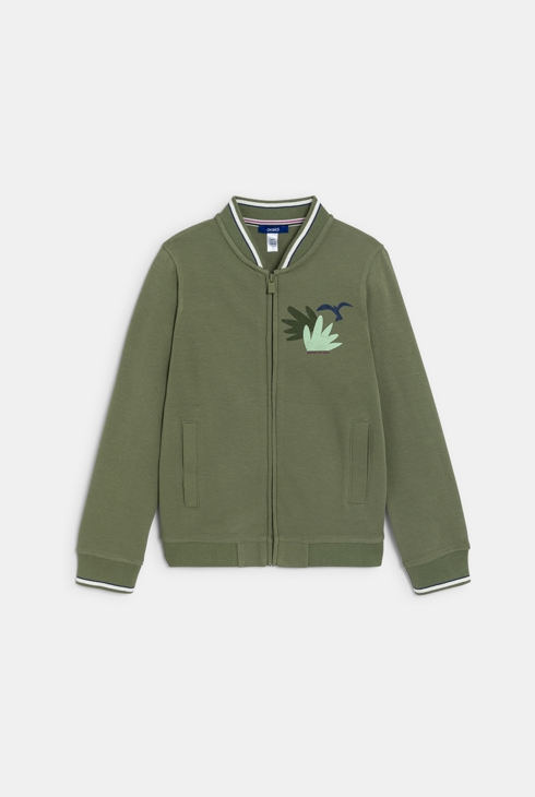 Boy's khaki baseball jacket sweatshirt 1
