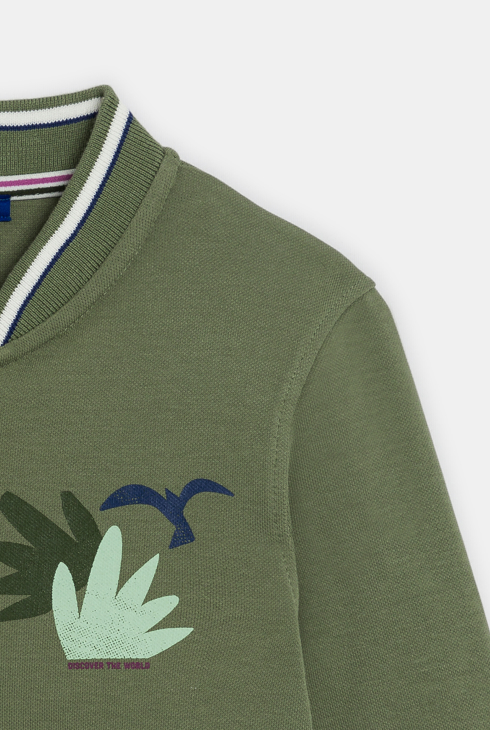 Boy's khaki baseball jacket sweatshirt 2