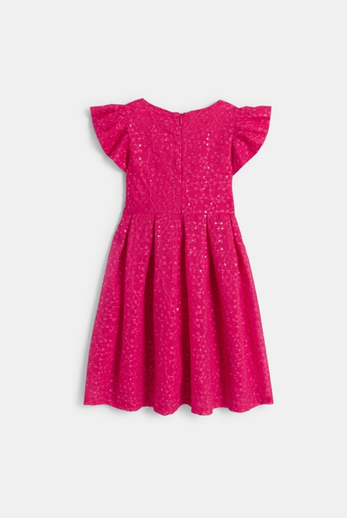 Girl's chic pink short-sleeved embroidered dress 2