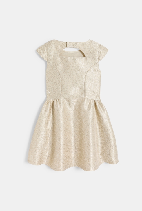 Girl's gold-coloured formal jacquard dress 2