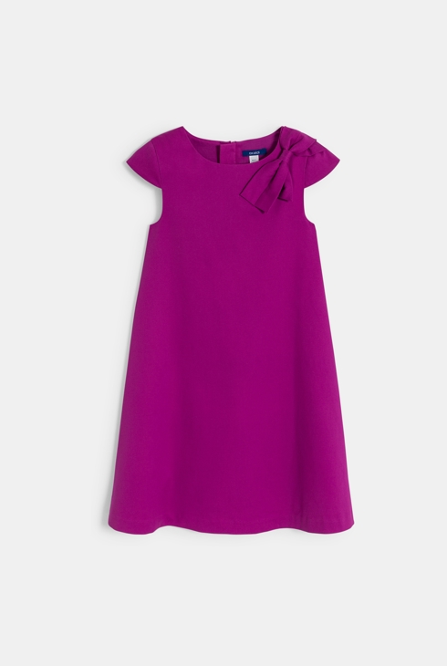 Girl's chic plain purple dress 2