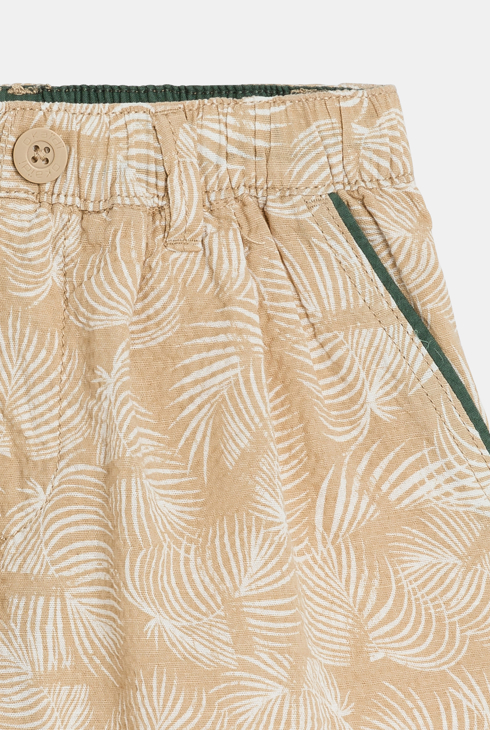 Boy's beige linen printed Bermuda shorts 2