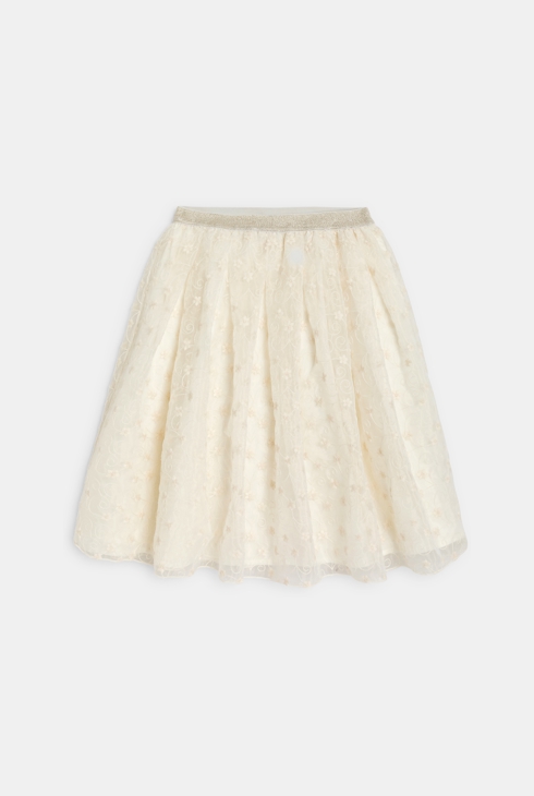 Girl's white embroidered flared skirt 2